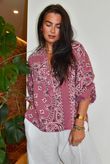 Ole Bubble Cotton Bandana Laurie Blouse Indian Pink